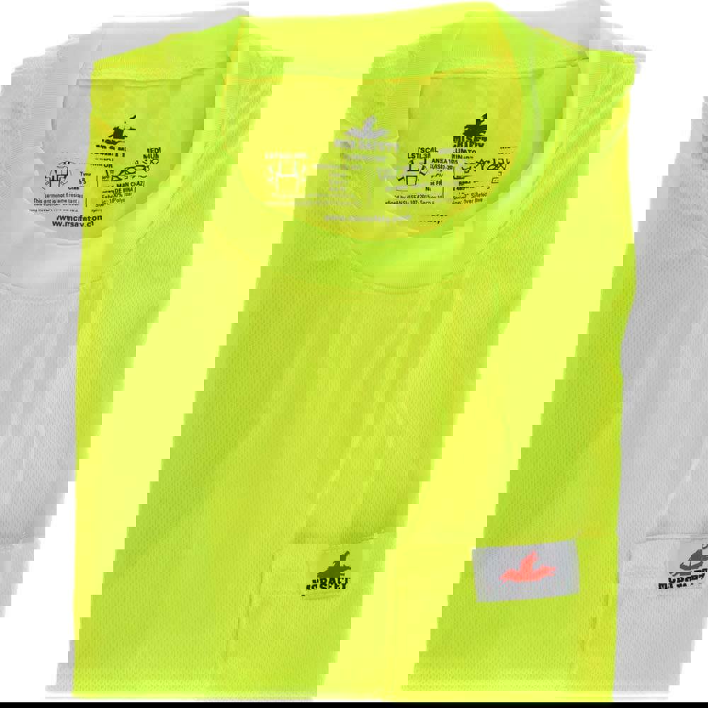 Work Shirt: High-Visibility, Medium, Polyester, High-Visibility Lime, 1 Pocket